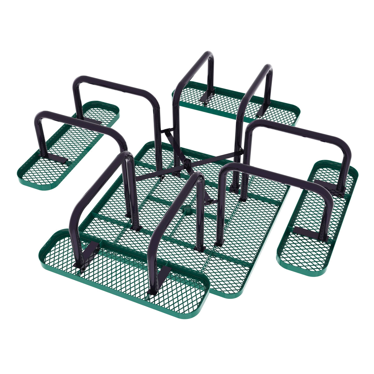 Flash Furniture SLF-EMS46-H60L-GN-GG Commercial 46 Inch Square Expanded Mesh Metal Picnic Table with Anchors - Green - View 12