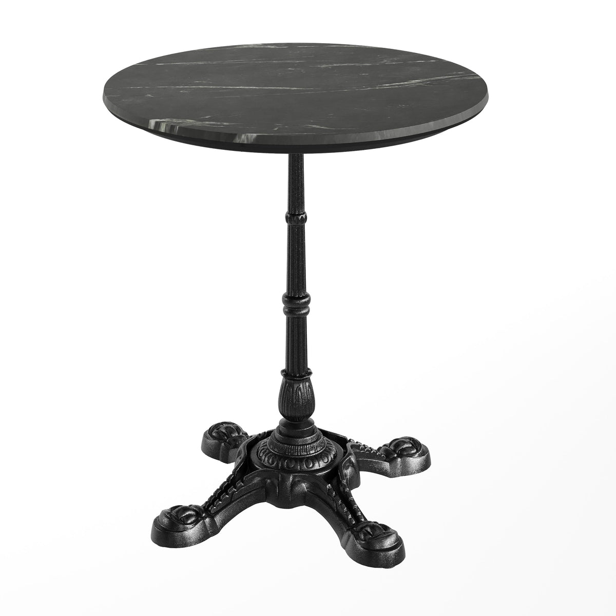 Flash Furniture ST-RD24-BKMAR-SDAT2222-GG Commercial All-Weather 24" Black Faux Marble HPL Tabletop with Black Bistro Base - Main view