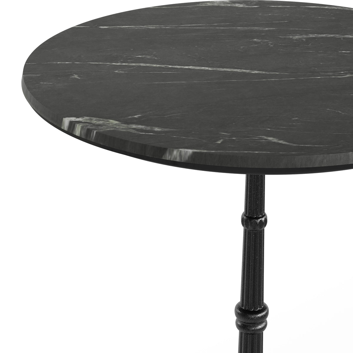 Flash Furniture ST-RD24-BKMAR-SDAT2222-GG Commercial All-Weather 24" Black Faux Marble HPL Tabletop with Black Bistro Base - View 5