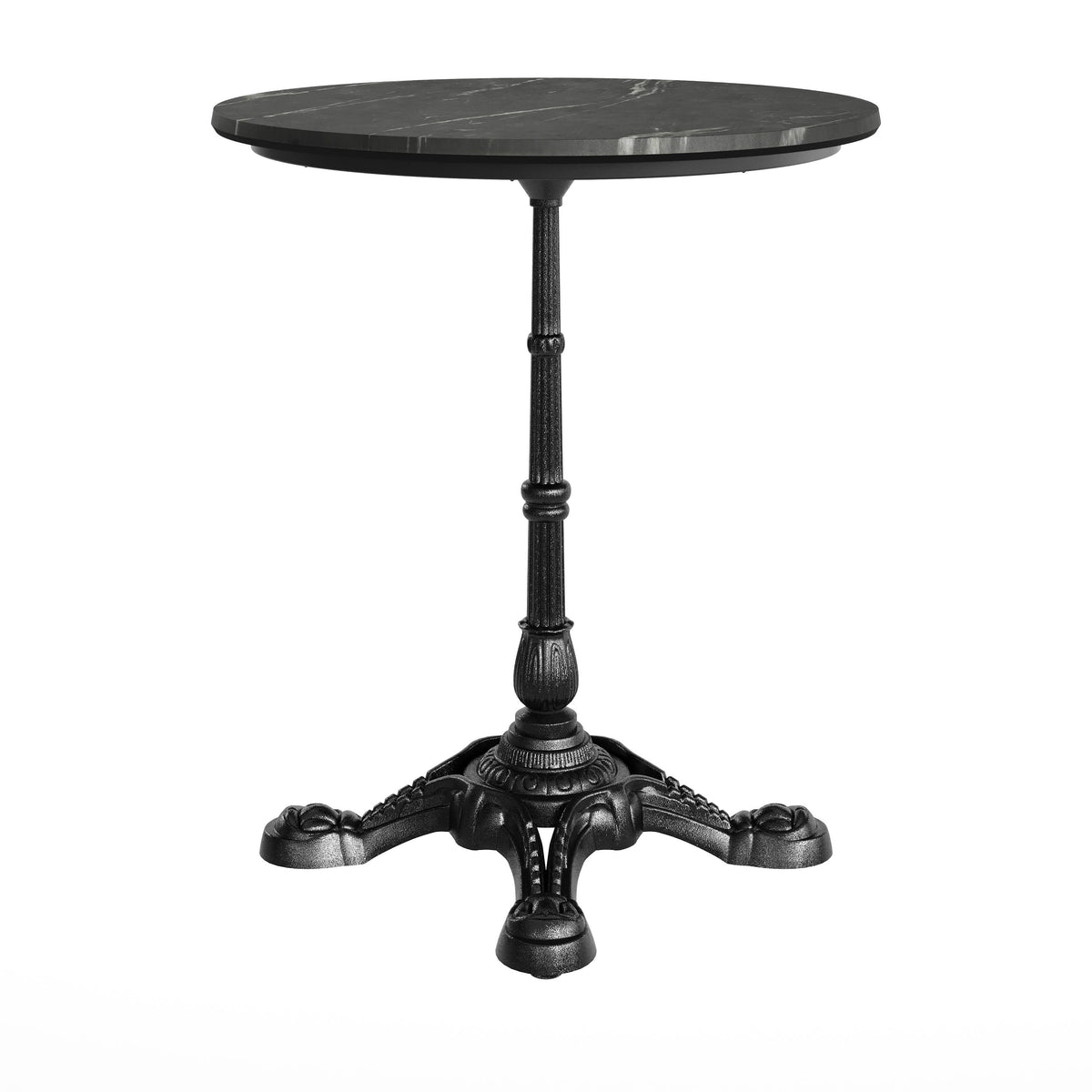Flash Furniture ST-RD24-BKMAR-SDAT2222-GG Commercial All-Weather 24" Black Faux Marble HPL Tabletop with Black Bistro Base - View 6