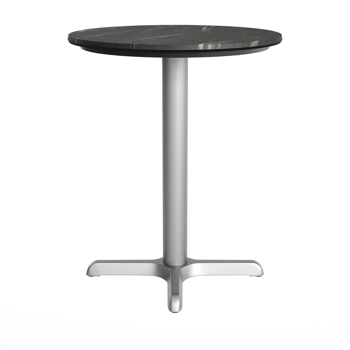 Flash Furniture ST-RD24-BKMAR-T2222S-GG Commercial All-Weather 24" Black Faux Marble HPL Tabletop with Silver X Base - View 6