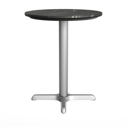 Flash Furniture ST-RD24-BKMAR-T2222S-GG Commercial All-Weather 24" Black Faux Marble HPL Tabletop with Silver X Base - View 6