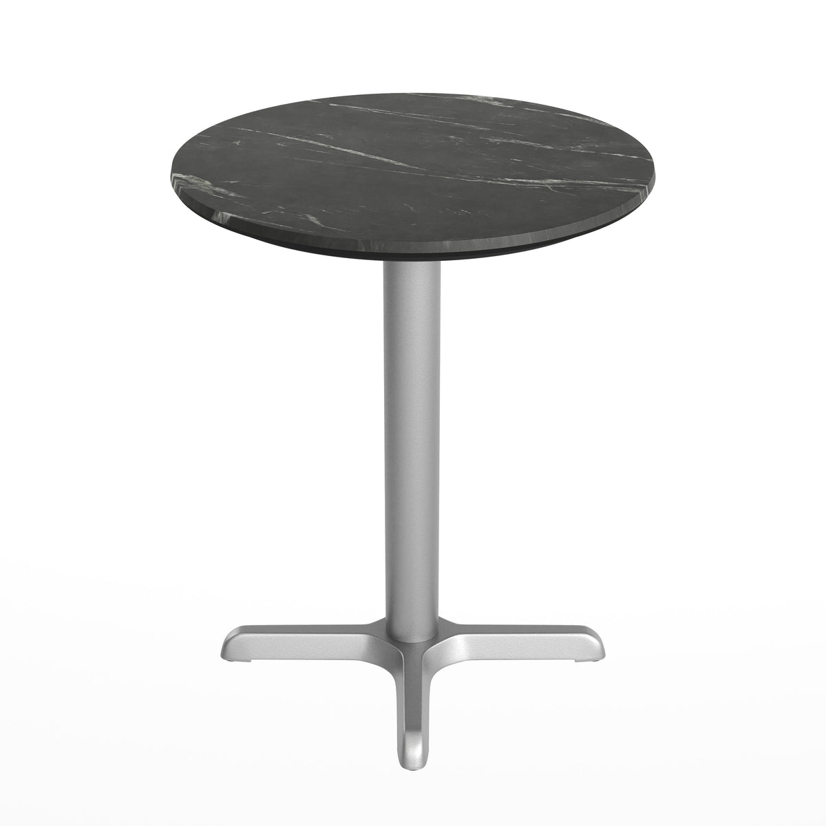 Flash Furniture ST-RD24-BKMAR-T2222S-GG Commercial All-Weather 24" Black Faux Marble HPL Tabletop with Silver X Base - View 7