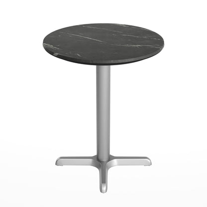 Flash Furniture ST-RD24-BKMAR-T2222S-GG Commercial All-Weather 24" Black Faux Marble HPL Tabletop with Silver X Base - View 7