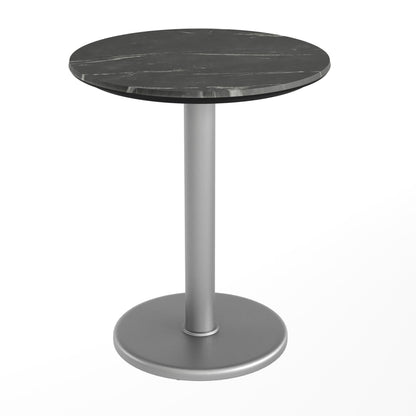 Flash Furniture ST-RD24-BKMAR-TR18S-GG Commercial All-Weather 24" Black Faux Marble HPL Tabletop with Silver RD Base - Main view