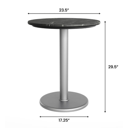 Flash Furniture ST-RD24-BKMAR-TR18S-GG Commercial All-Weather 24" Black Faux Marble HPL Tabletop with Silver RD Base - View 4