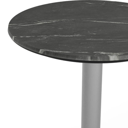 Flash Furniture ST-RD24-BKMAR-TR18S-GG Commercial All-Weather 24" Black Faux Marble HPL Tabletop with Silver RD Base - View 5