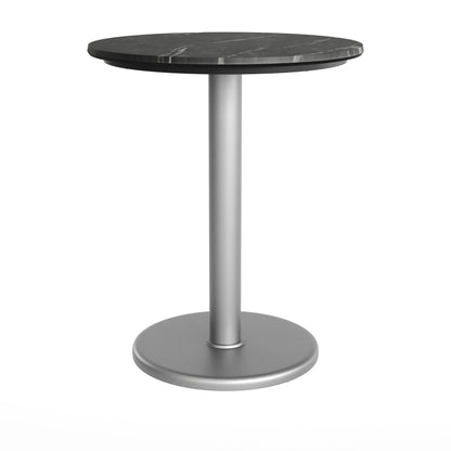 Flash Furniture ST-RD24-BKMAR-TR18S-GG Commercial All-Weather 24" Black Faux Marble HPL Tabletop with Silver RD Base - View 6