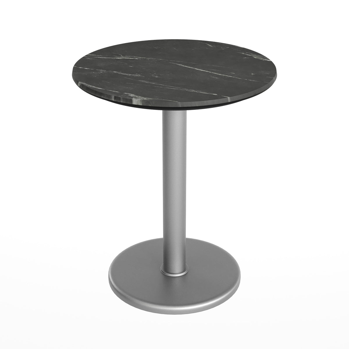 Flash Furniture ST-RD24-BKMAR-TR18S-GG Commercial All-Weather 24" Black Faux Marble HPL Tabletop with Silver RD Base - View 7