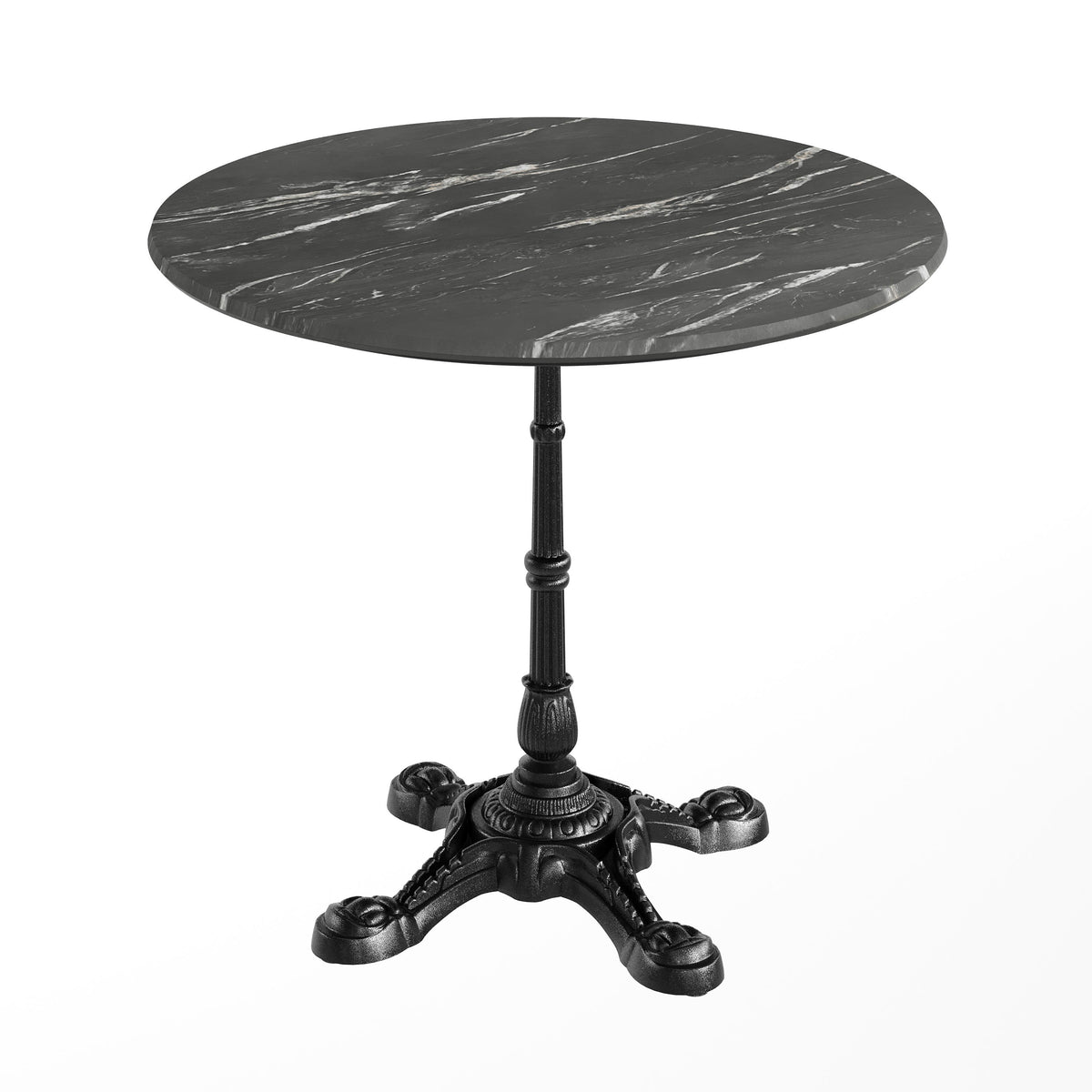 Flash Furniture ST-RD31-BKMAR-SDAT2222-GG Commercial All-Weather 31.25" Black Faux Marble HPL Tabletop-Black Bistro Base - Main view