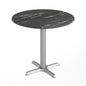 Flash Furniture ST-RD31-BKMAR-T2222S-GG Commercial All-Weather 31.25" Black Faux Marble HPL Tabletop with Silver X Base - Main view