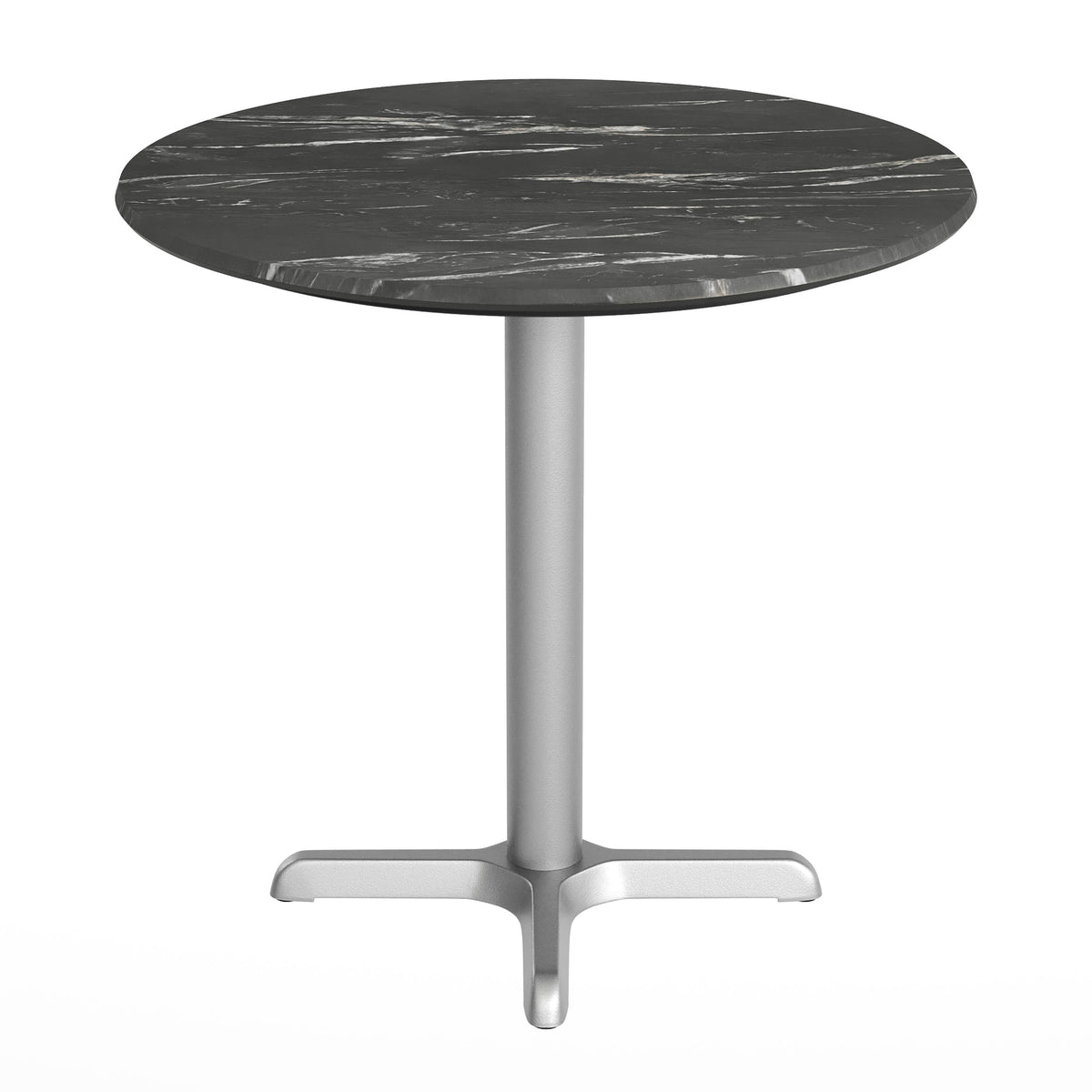 Flash Furniture ST-RD31-BKMAR-T2222S-GG Commercial All-Weather 31.25" Black Faux Marble HPL Tabletop with Silver X Base - View 7