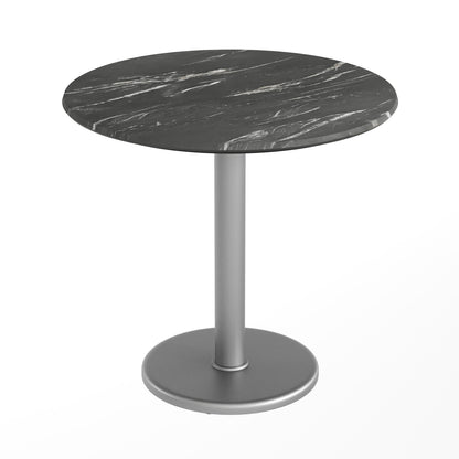 Flash Furniture ST-RD31-BKMAR-TR18S-GG Commercial All-Weather 31.5" Black Faux Marble HPL Tabletop with Silver RD Base - Main view