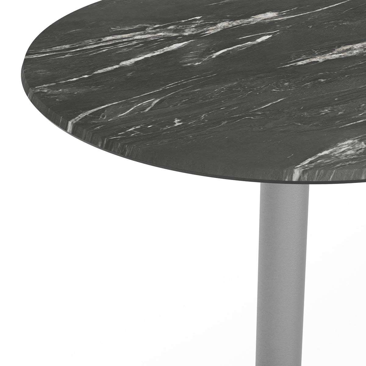 Flash Furniture ST-RD31-BKMAR-TR18S-GG Commercial All-Weather 31.5" Black Faux Marble HPL Tabletop with Silver RD Base - View 5