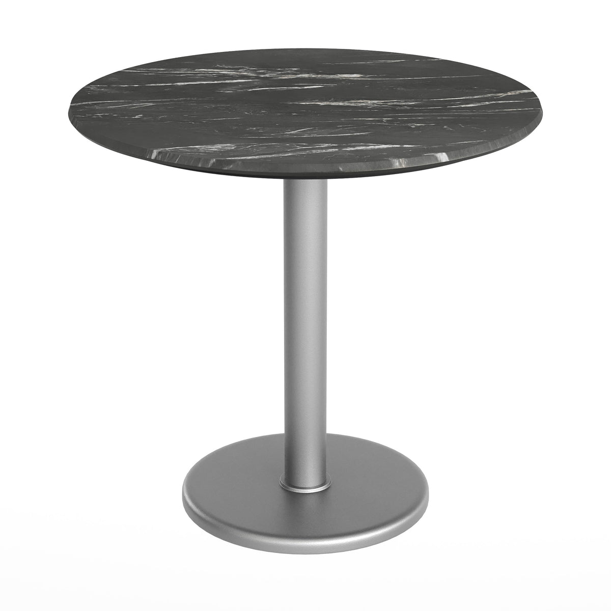 Flash Furniture ST-RD31-BKMAR-TR18S-GG Commercial All-Weather 31.5" Black Faux Marble HPL Tabletop with Silver RD Base - View 7