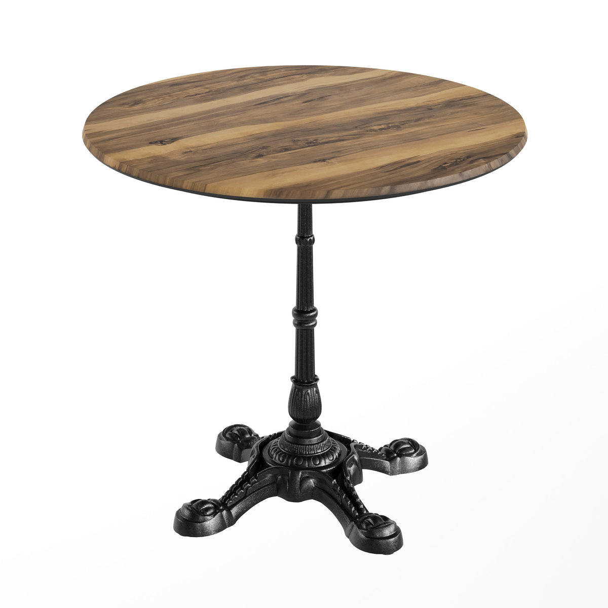 Flash Furniture ST-RD31-NAT-SDAT2222-GG Commercial All-Weather 31.25" Natural HPL Tabletop-Black Bistro Base - Main view