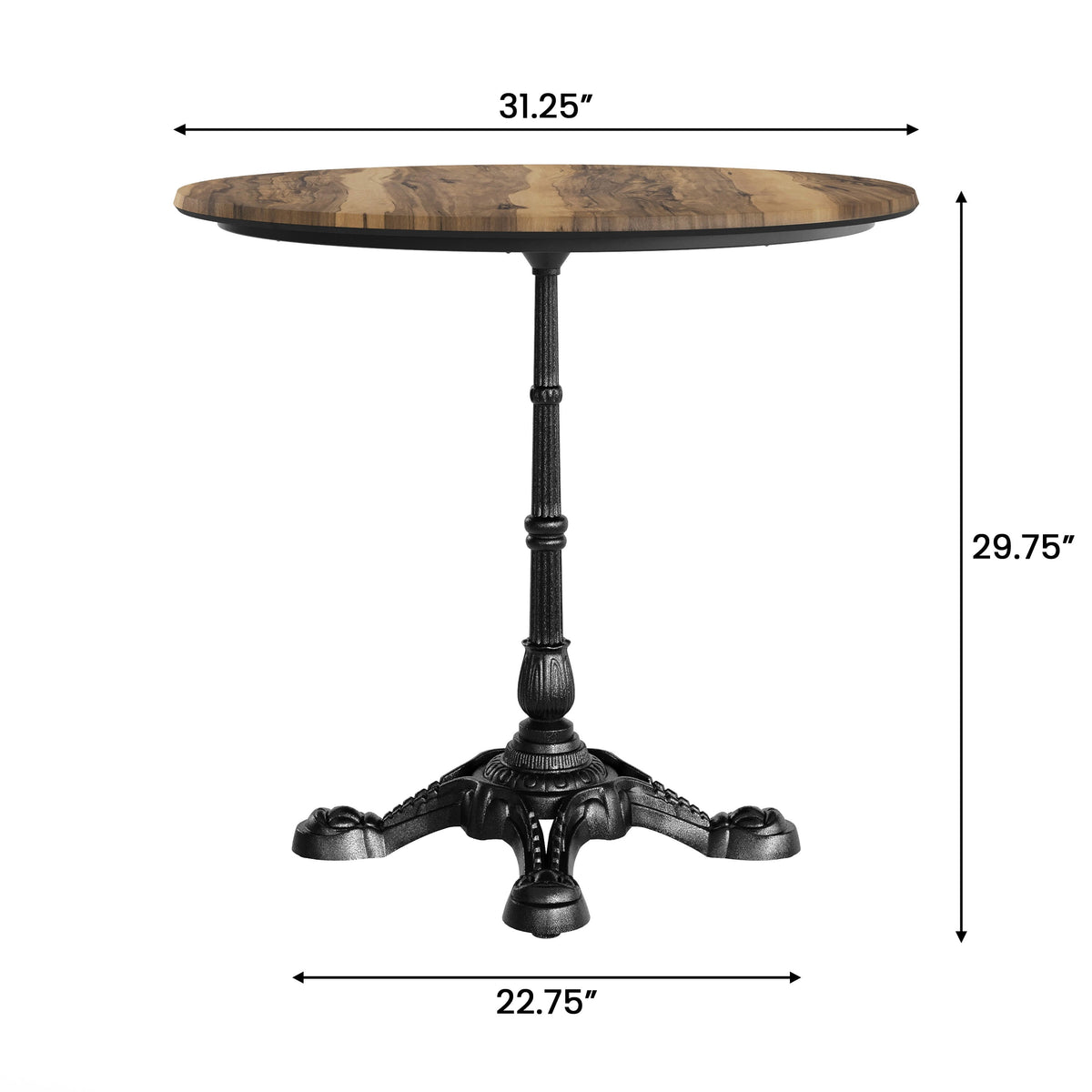 Flash Furniture ST-RD31-NAT-SDAT2222-GG Commercial All-Weather 31.25" Natural HPL Tabletop-Black Bistro Base - View 4