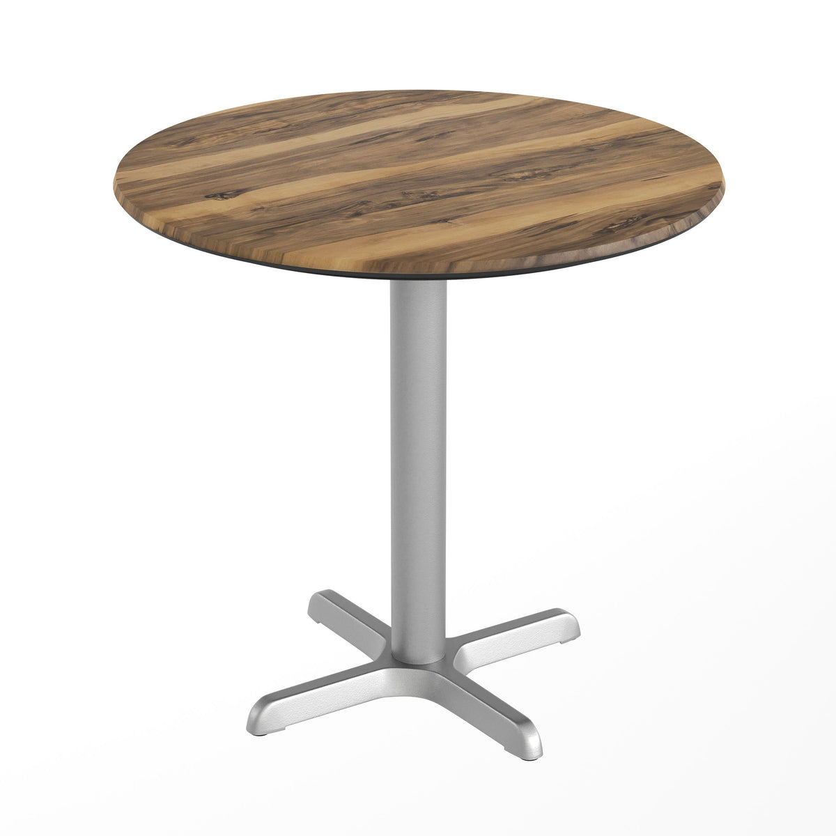 Flash Furniture ST-RD31-NAT-T2222S-GG Commercial All-Weather 31.25" Natural HPL Tabletop with Silver X Base - Main view