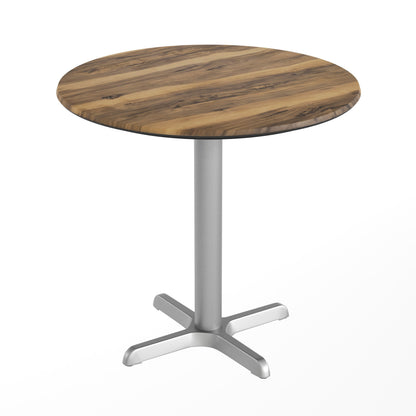Flash Furniture ST-RD31-NAT-T2222S-GG Commercial All-Weather 31.25" Natural HPL Tabletop with Silver X Base - Main view