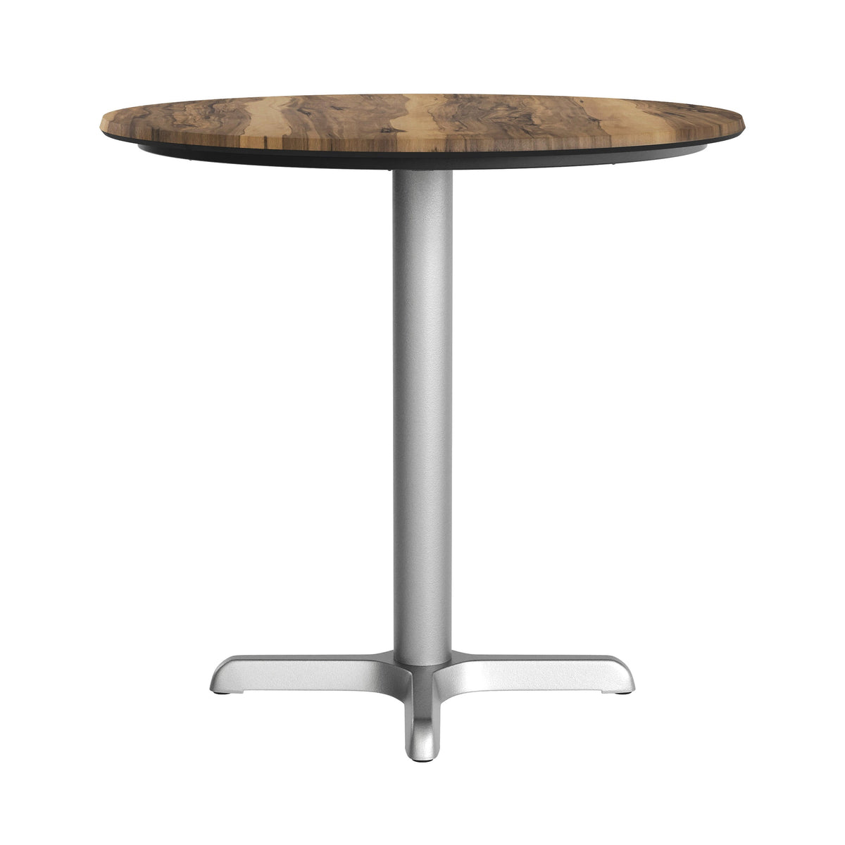 Flash Furniture ST-RD31-NAT-T2222S-GG Commercial All-Weather 31.25" Natural HPL Tabletop with Silver X Base - View 6