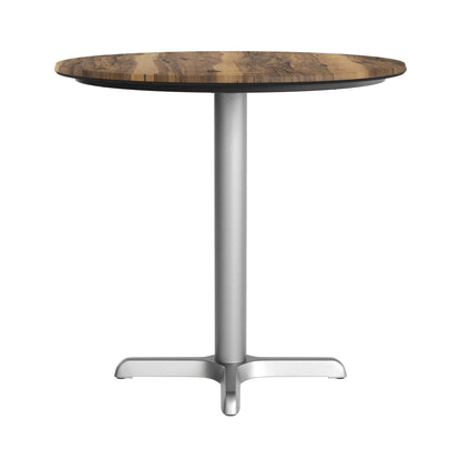 Flash Furniture ST-RD31-NAT-T2222S-GG Commercial All-Weather 31.25" Natural HPL Tabletop with Silver X Base - View 6