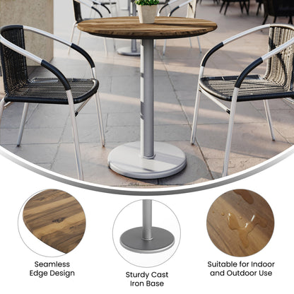 Flash Furniture ST-RD31-NAT-TR18S-GG Commercial All-Weather 31.25" Natural HPL Tabletop with Silver RD Base - View 2