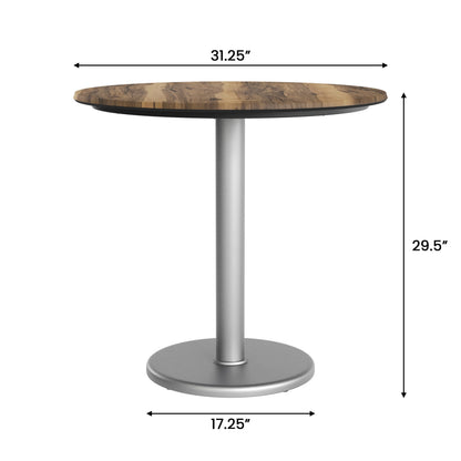 Flash Furniture ST-RD31-NAT-TR18S-GG Commercial All-Weather 31.25" Natural HPL Tabletop with Silver RD Base - View 4