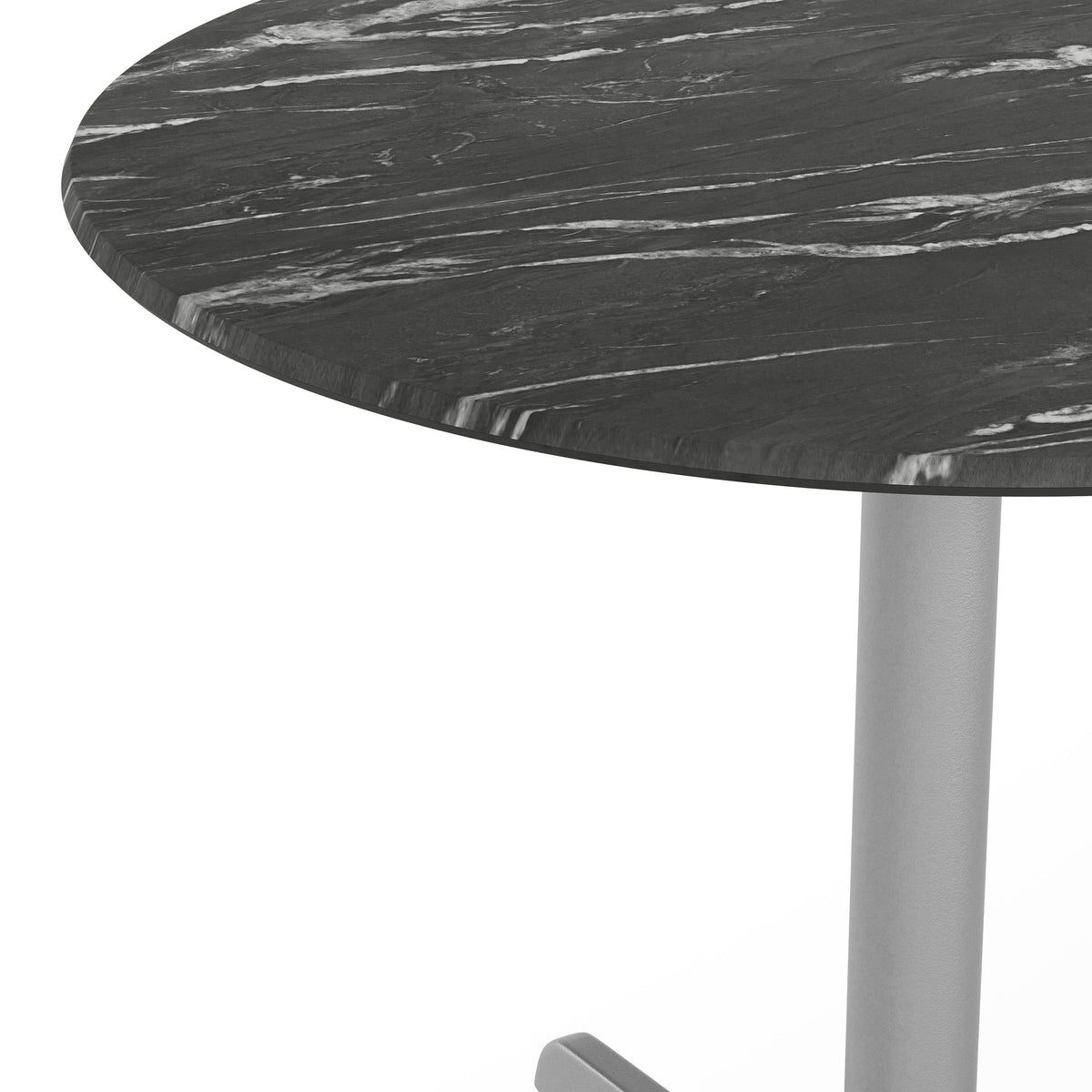 Flash Furniture ST-RD36-BKMAR-T3030S-GG Commercial All-Weather 36" Round Black Faux Marble HPL Tabletop-Silver X Base - View 5