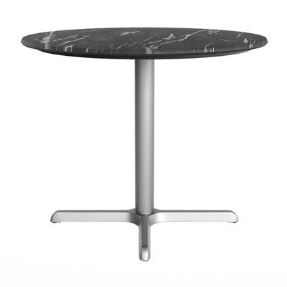 Flash Furniture ST-RD36-BKMAR-T3030S-GG Commercial All-Weather 36" Round Black Faux Marble HPL Tabletop-Silver X Base - View 6