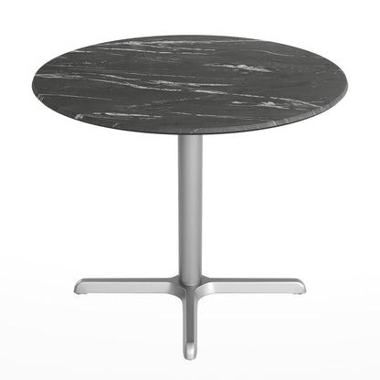 Flash Furniture ST-RD36-BKMAR-T3030S-GG Commercial All-Weather 36" Round Black Faux Marble HPL Tabletop-Silver X Base - View 7