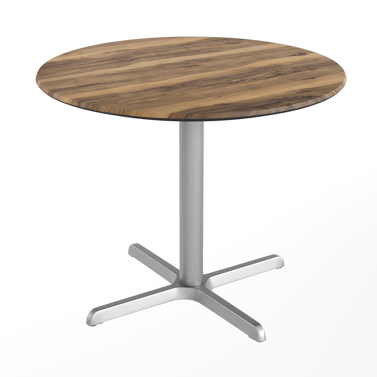 Flash Furniture ST-RD36-NAT-T3030S-GG Commercial All-Weather 36" Round Natural HPL Tabletop-Silver X Base - Main view