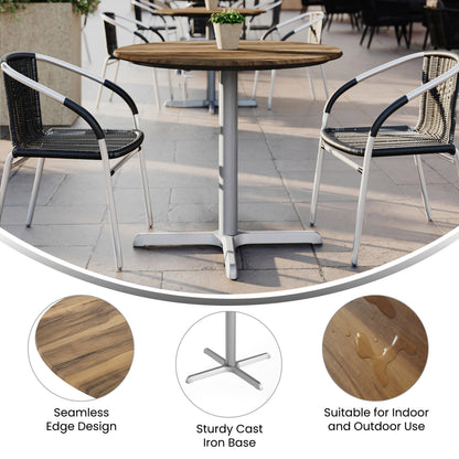 Flash Furniture ST-RD36-NAT-T3030S-GG Commercial All-Weather 36" Round Natural HPL Tabletop-Silver X Base - View 2