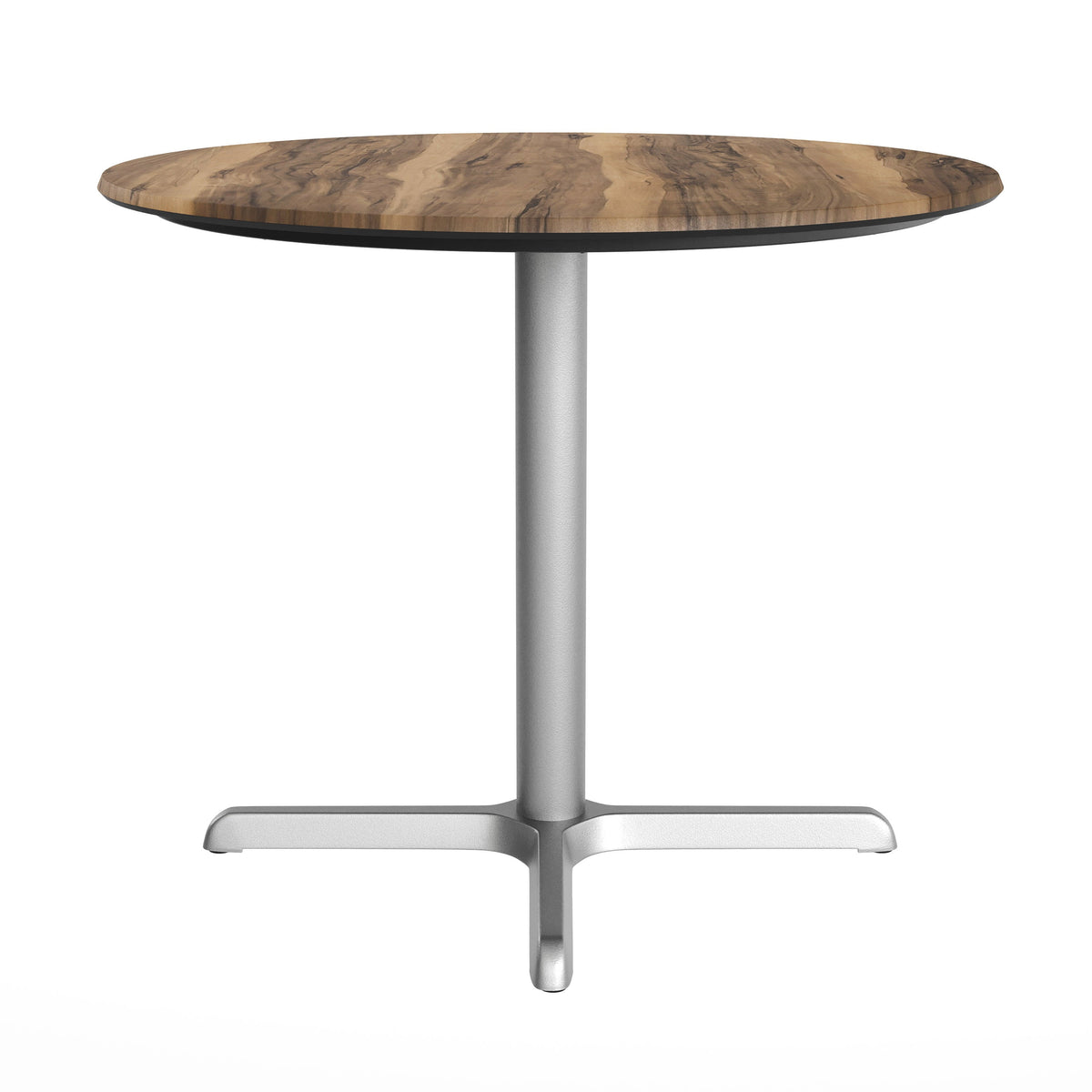 Flash Furniture ST-RD36-NAT-T3030S-GG Commercial All-Weather 36" Round Natural HPL Tabletop-Silver X Base - View 6