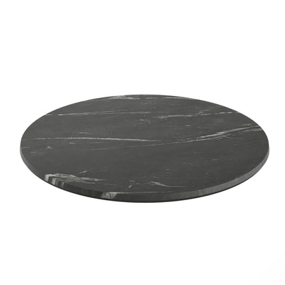 Flash Furniture ST-RD600C-1-M-3A-M-BLK-MAR-GG Commercial 24" Round HPL Wrapped All-Weather Tabletop in Black Faux Marble - Main view