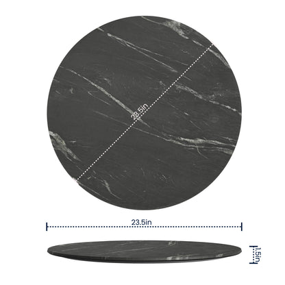Flash Furniture ST-RD600C-1-M-3A-M-BLK-MAR-GG Commercial 24" Round HPL Wrapped All-Weather Tabletop in Black Faux Marble - View 4