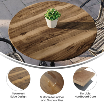 Flash Furniture ST-RD800B-1-M-3A-W-NAT-GG Commercial 31.25" Round HPL Wrapped All Weather Tabletop in Natural - View 2