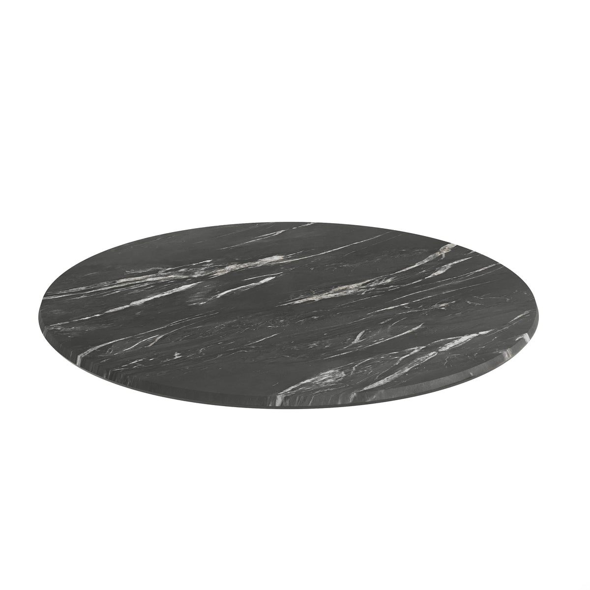 Flash Furniture ST-RD800C-1-M-3A-M-BLK-MAR-GG Commercial 31.25" Round HPL Wrapped All-Weather Tabletop in Black Faux Marble - Main view