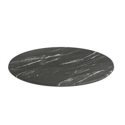 Flash Furniture ST-RD800C-1-M-3A-M-BLK-MAR-GG Commercial 31.25" Round HPL Wrapped All-Weather Tabletop in Black Faux Marble - Main view