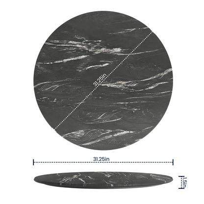 Flash Furniture ST-RD800C-1-M-3A-M-BLK-MAR-GG Commercial 31.25" Round HPL Wrapped All-Weather Tabletop in Black Faux Marble - View 4