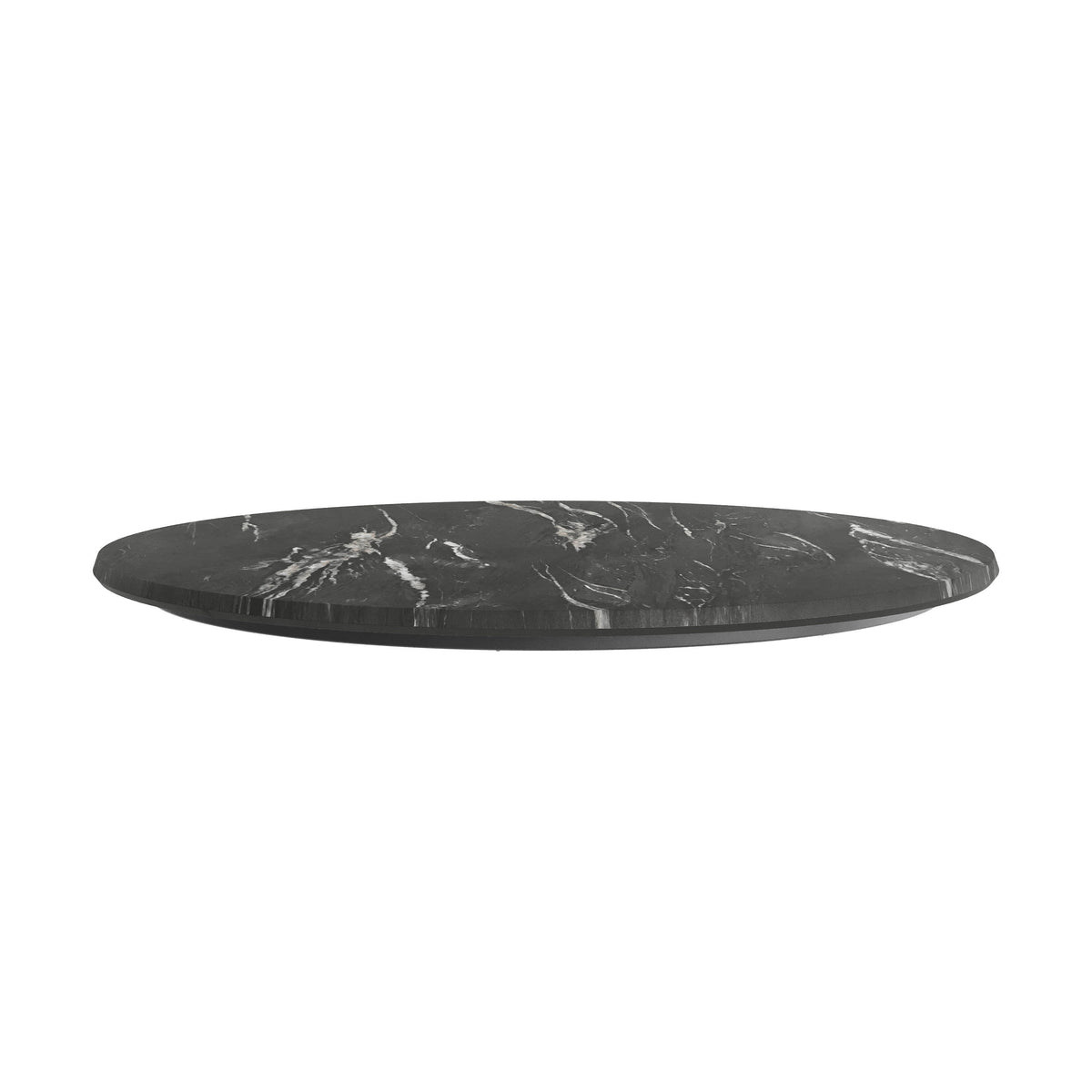 Flash Furniture ST-RD800C-1-M-3A-M-BLK-MAR-GG Commercial 31.25" Round HPL Wrapped All-Weather Tabletop in Black Faux Marble - View 6