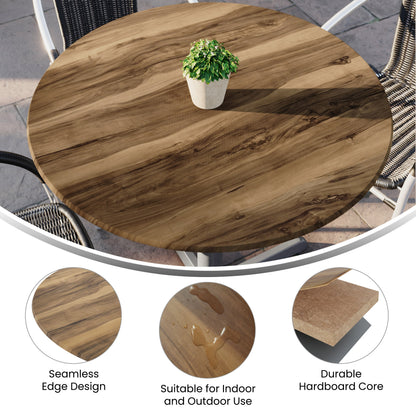 Flash Furniture ST-RD918B-1-M-3A-W-NAT-GG Commercial 36" RD HPL Wrapped Scratch and Stain Resistant Tabletop-Natural - View 2