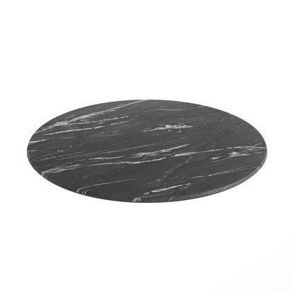 Flash Furniture ST-RD918C-1-M-3A-M-BLK-MAR-GG Commercial 36" Round HPL Wrapped All-Weather Tabletop in Black Faux Marble - Main view