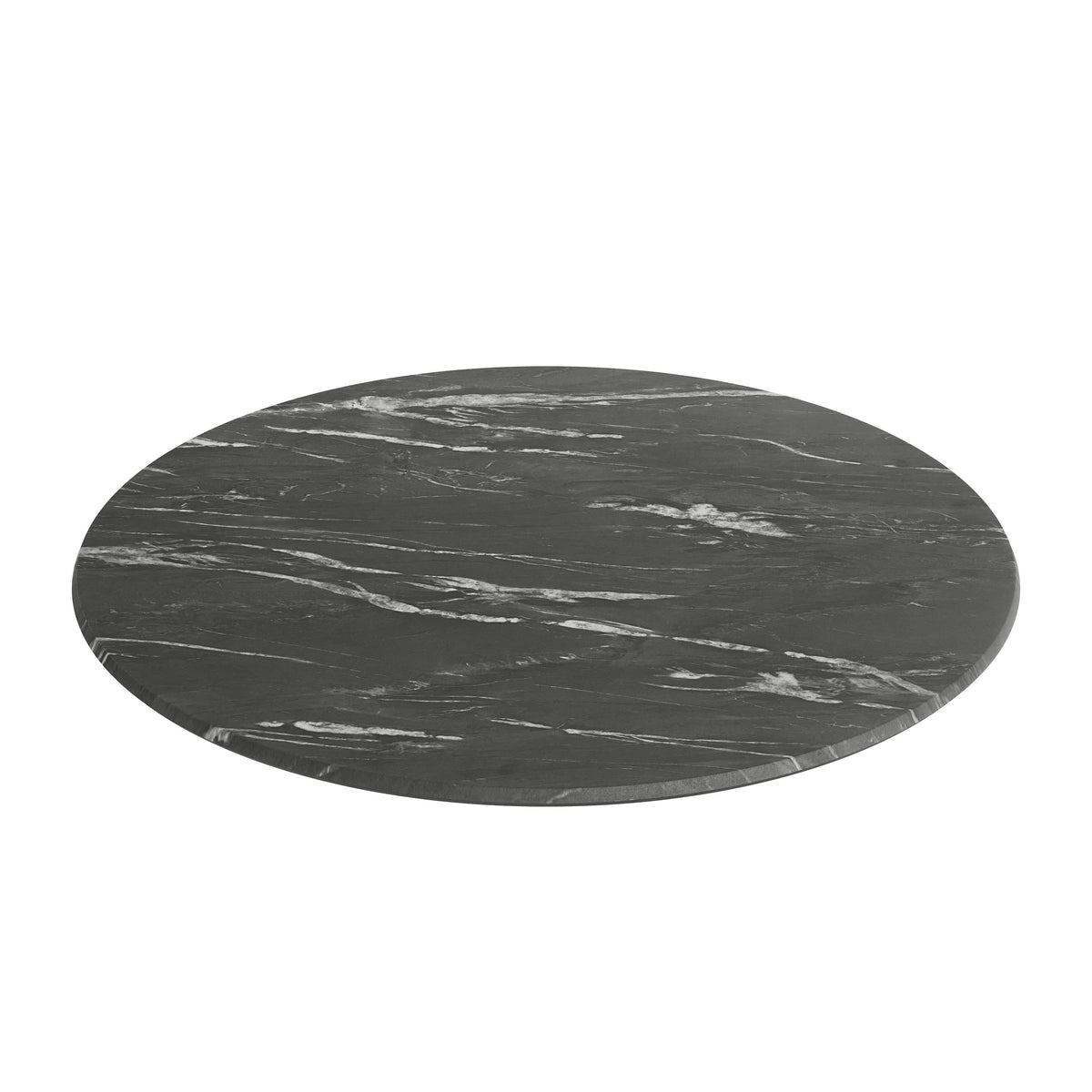 Flash Furniture ST-RD918C-1-M-3A-M-BLK-MAR-GG Commercial 36" Round HPL Wrapped All-Weather Tabletop in Black Faux Marble - View 7