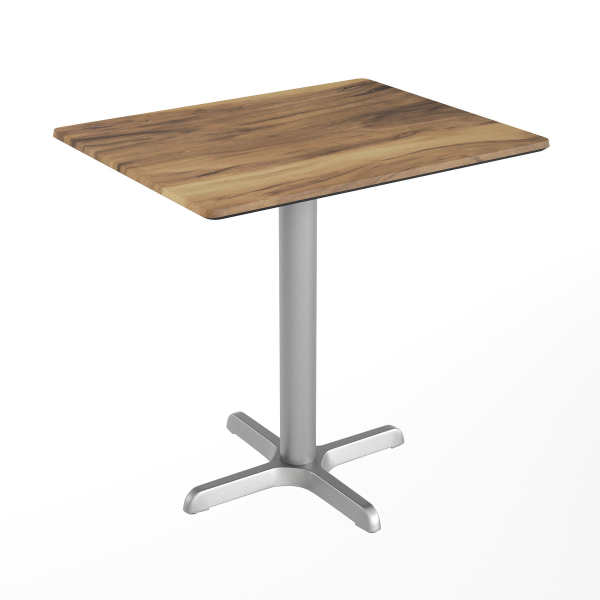 Flash Furniture ST-REC2430-NAT-T2222S-GG Commercial All-Weather 24x30 Natural HPL Tabletop with Silver X Base - Main view