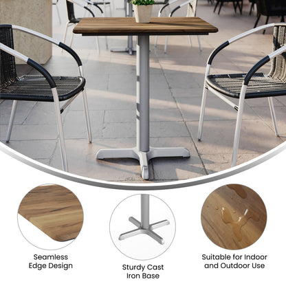 Flash Furniture ST-REC2430-NAT-T2222S-GG Commercial All-Weather 24x30 Natural HPL Tabletop with Silver X Base - View 2