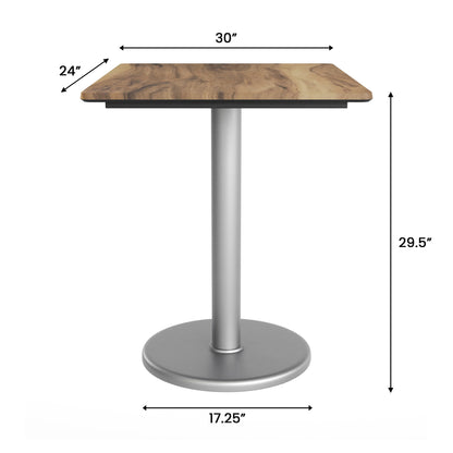 Flash Furniture ST-REC2430-NAT-TR18S-GG Commercial All-Weather 24x30 Natural HPL Tabletop with Silver RD Base - View 4