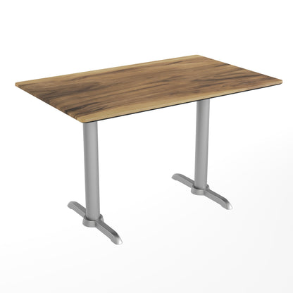Flash Furniture ST-REC3048-NAT-T0522S-GG Commercial All-Weather 48x30 Natural HPL Tabletop with Silver T Bases - Main view