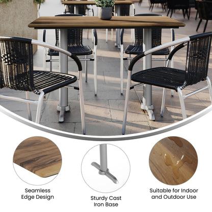 Flash Furniture ST-REC3048-NAT-T0522S-GG Commercial All-Weather 48x30 Natural HPL Tabletop with Silver T Bases - View 2