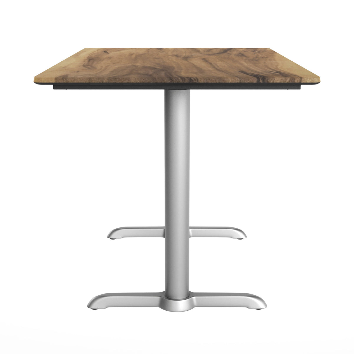 Flash Furniture ST-REC3048-NAT-T0522S-GG Commercial All-Weather 48x30 Natural HPL Tabletop with Silver T Bases - View 6
