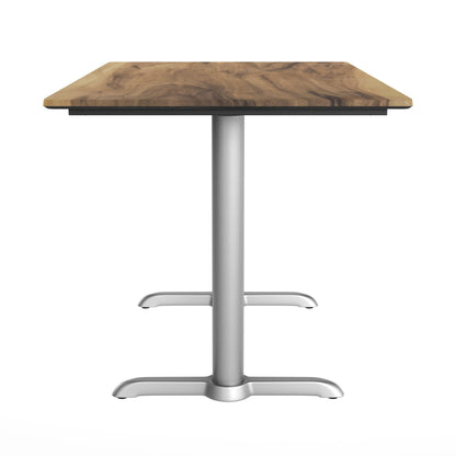 Flash Furniture ST-REC3048-NAT-T0522S-GG Commercial All-Weather 48x30 Natural HPL Tabletop with Silver T Bases - View 6